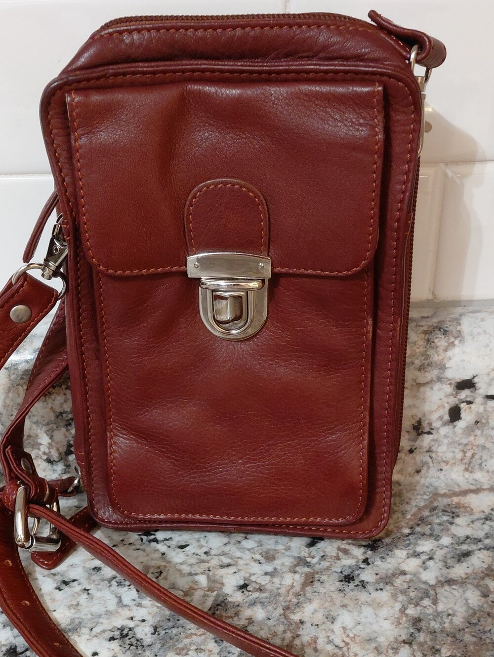 Osgoode Marley Small Leather On The Go Travel Crossbody Bag In Chestnut Brown